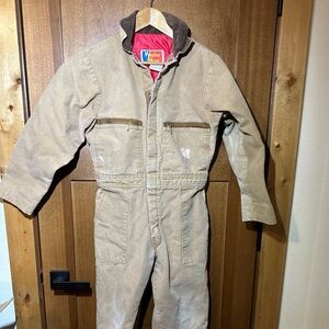Boys Weather Mate Youth Cover Alls Zippered‎ Brown Vintage